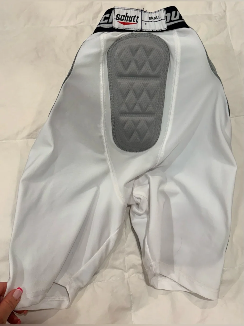 Schutt Men's White Compression Boxer Briefs with Gray Protective Pads